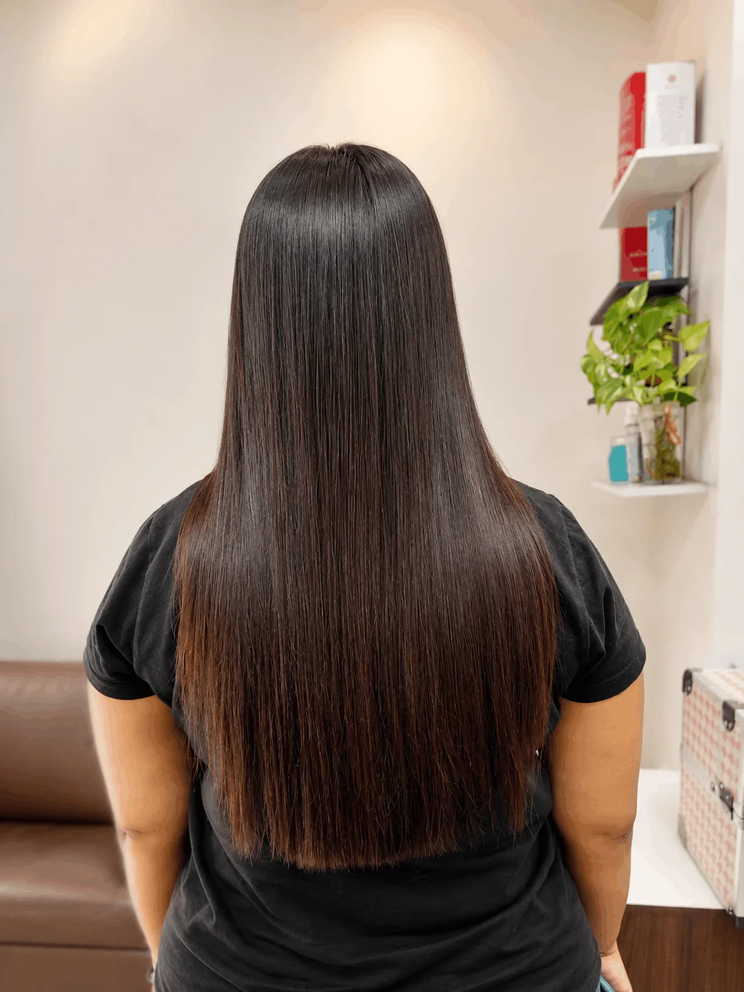 Keratin hair straightening result at Veena'z salon Pune